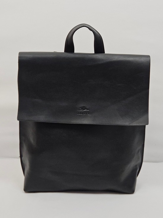 Roots Handbags - Roots 73 Black Leather Backpack Minimalist Structured Top Handle Bag